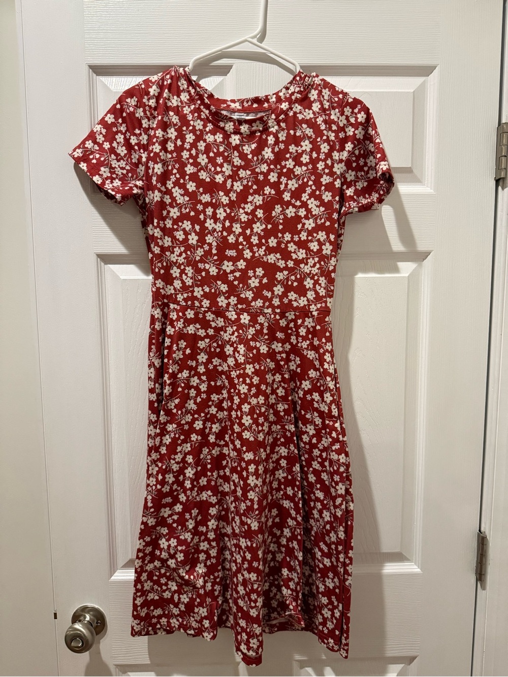 Girls' Red Floral Short-Sleeve Dress